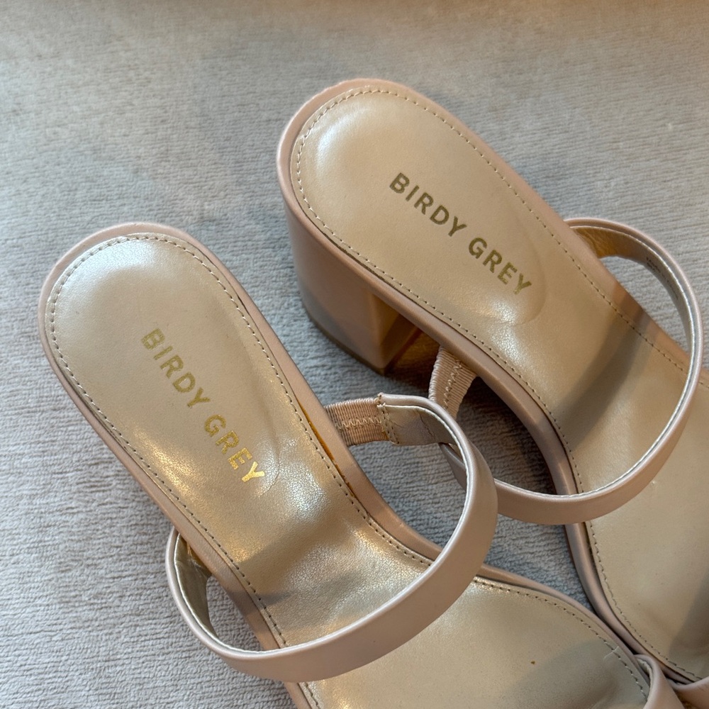 Birdy Grey Nude Block Heel Sandals - Picture 3 of 8